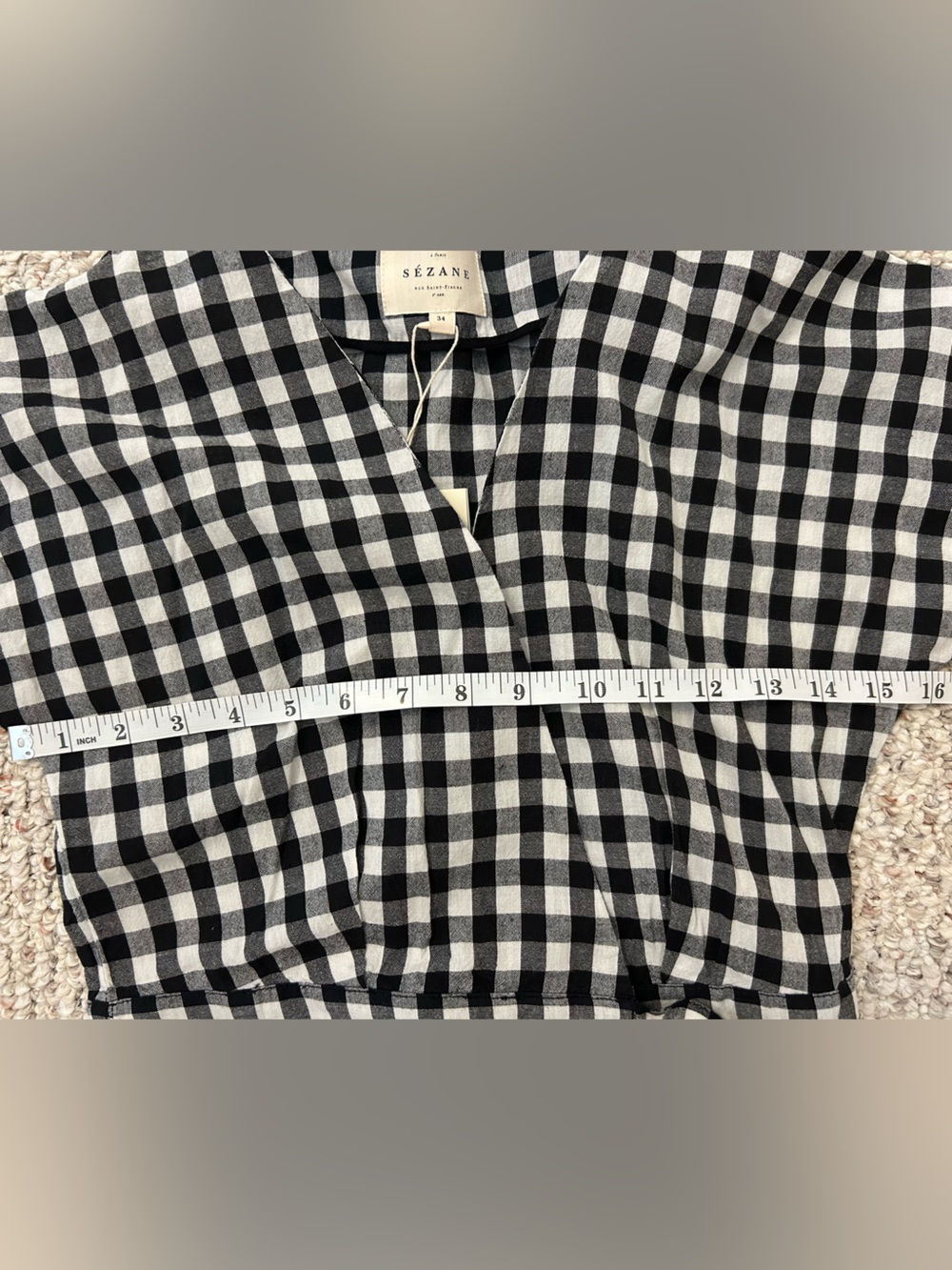 Sezane Marielle Dress - White / Black Gingham - US2 / FR34 - Picture 13 of 16